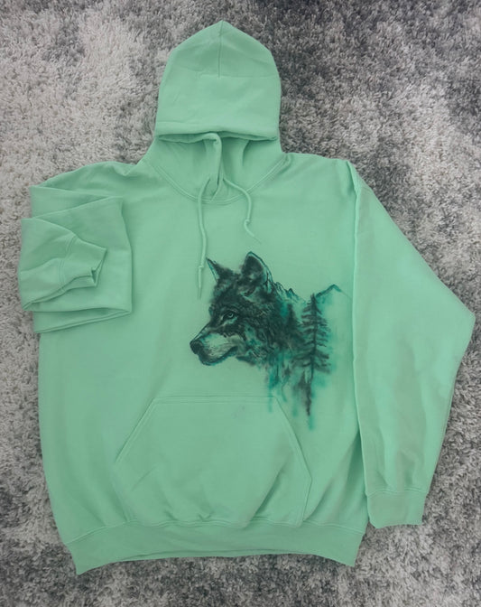 Mountain Spirit Wolf Hoodie - Winter Vibes